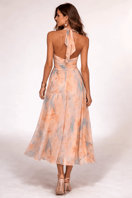 Vestido de invitada estampado Atenea frente - Renluma