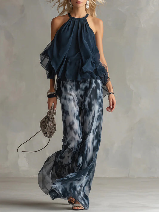 Conjunto estampado azul de dos piezas RL Kiara - Renluma