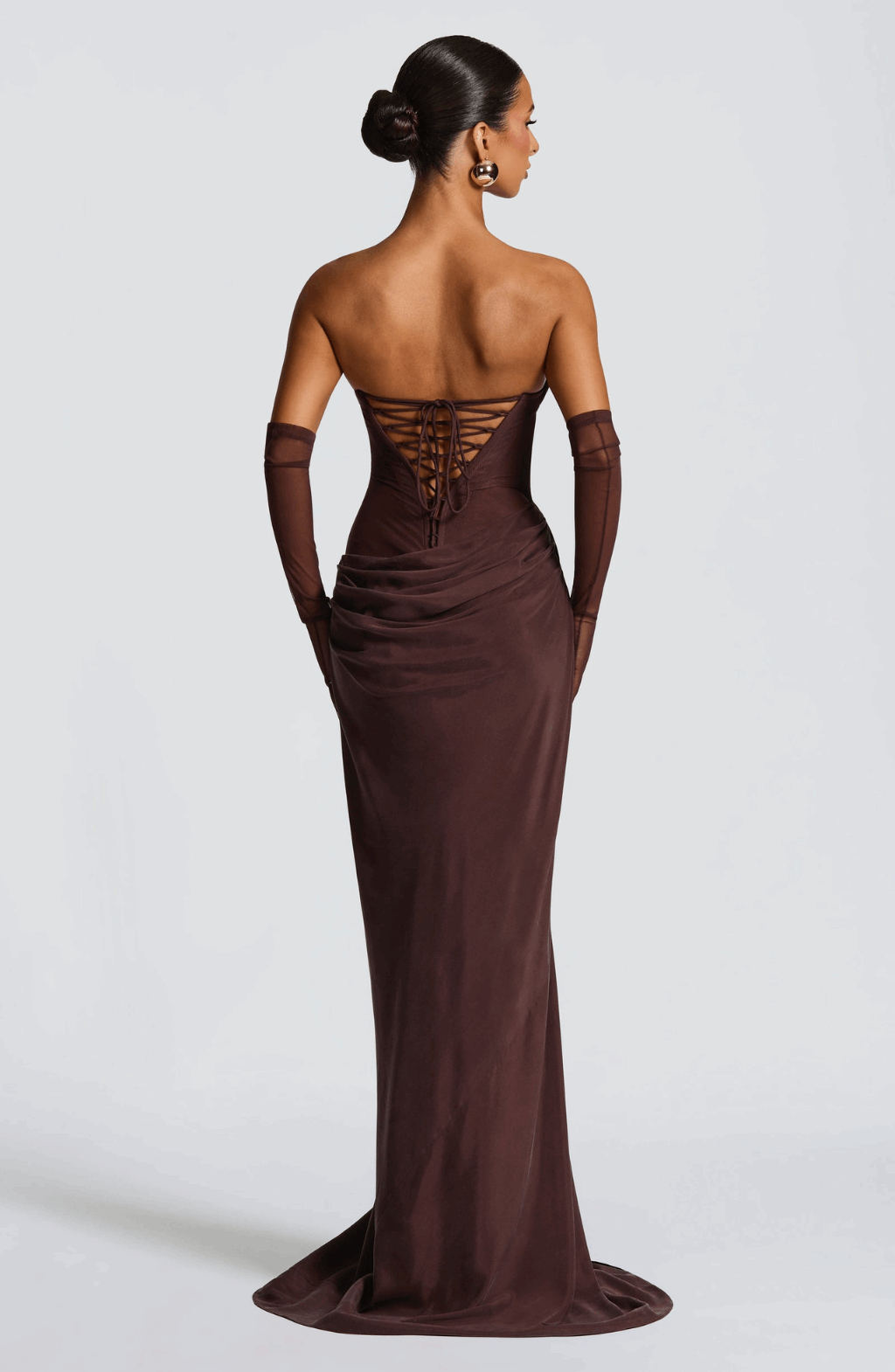 VESTIDO LARGO DRAPEADO ESPALDA CORSET