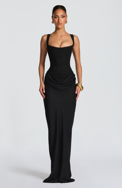 VESTIDO LARGO CORSET DRAPEADO