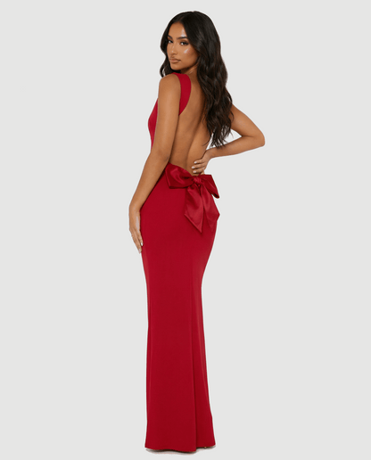 VESTIDO LARGO ESPALDA DESCUBIERTA CON LAZO