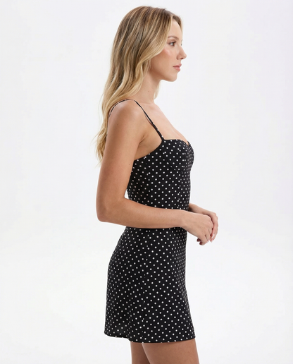 VESTIDO MINI DE LUNARES ESCOTE CORAZÓN
