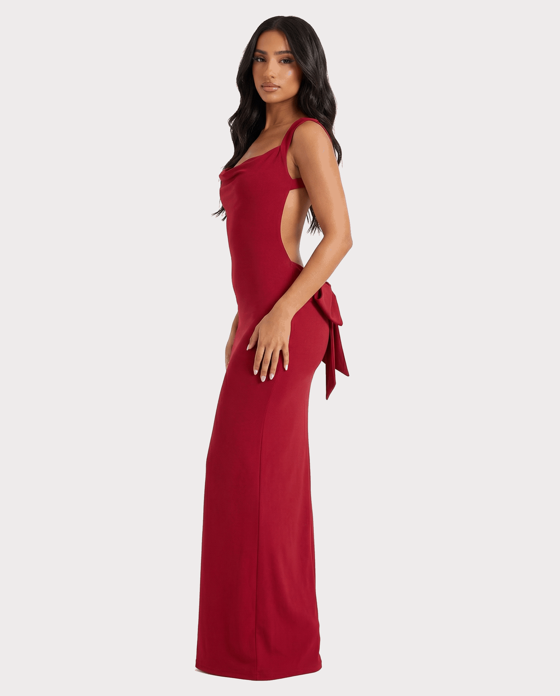 VESTIDO LARGO ESPALDA DESCUBIERTA CON LAZO