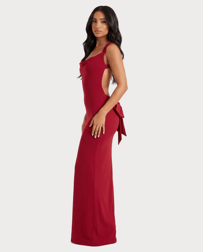 VESTIDO LARGO ESPALDA DESCUBIERTA CON LAZO