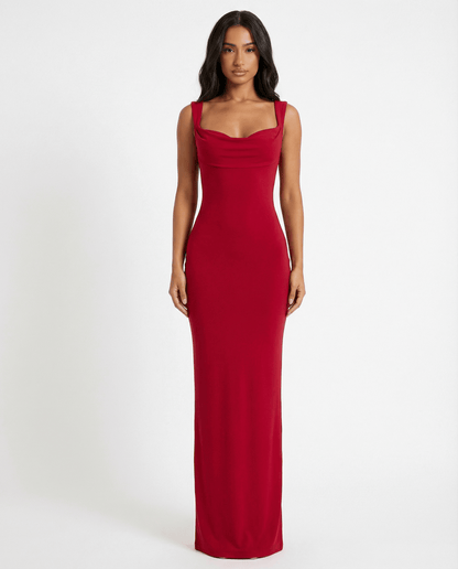 VESTIDO LARGO ESPALDA DESCUBIERTA CON LAZO