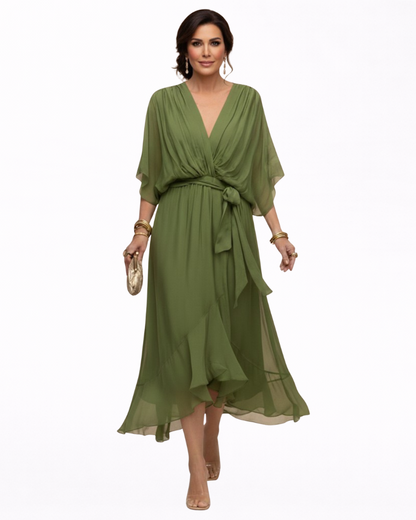 Julieta | Vestido de chifon escote en v