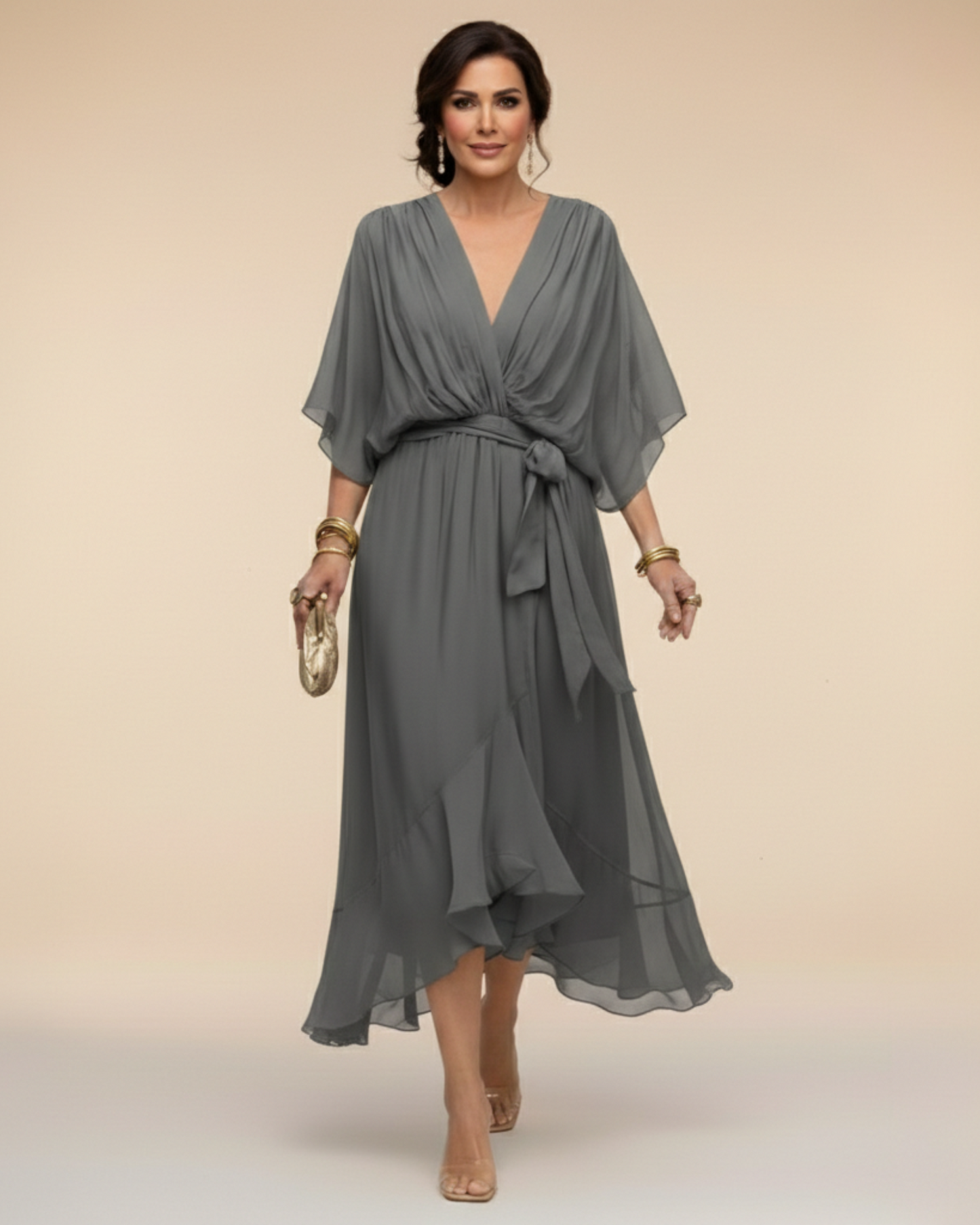 Julieta | Vestido de chifon escote en v