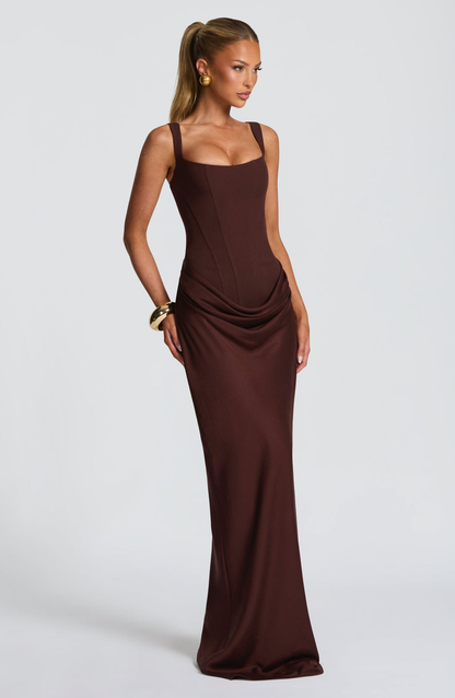 VESTIDO LARGO CORSET DRAPEADO