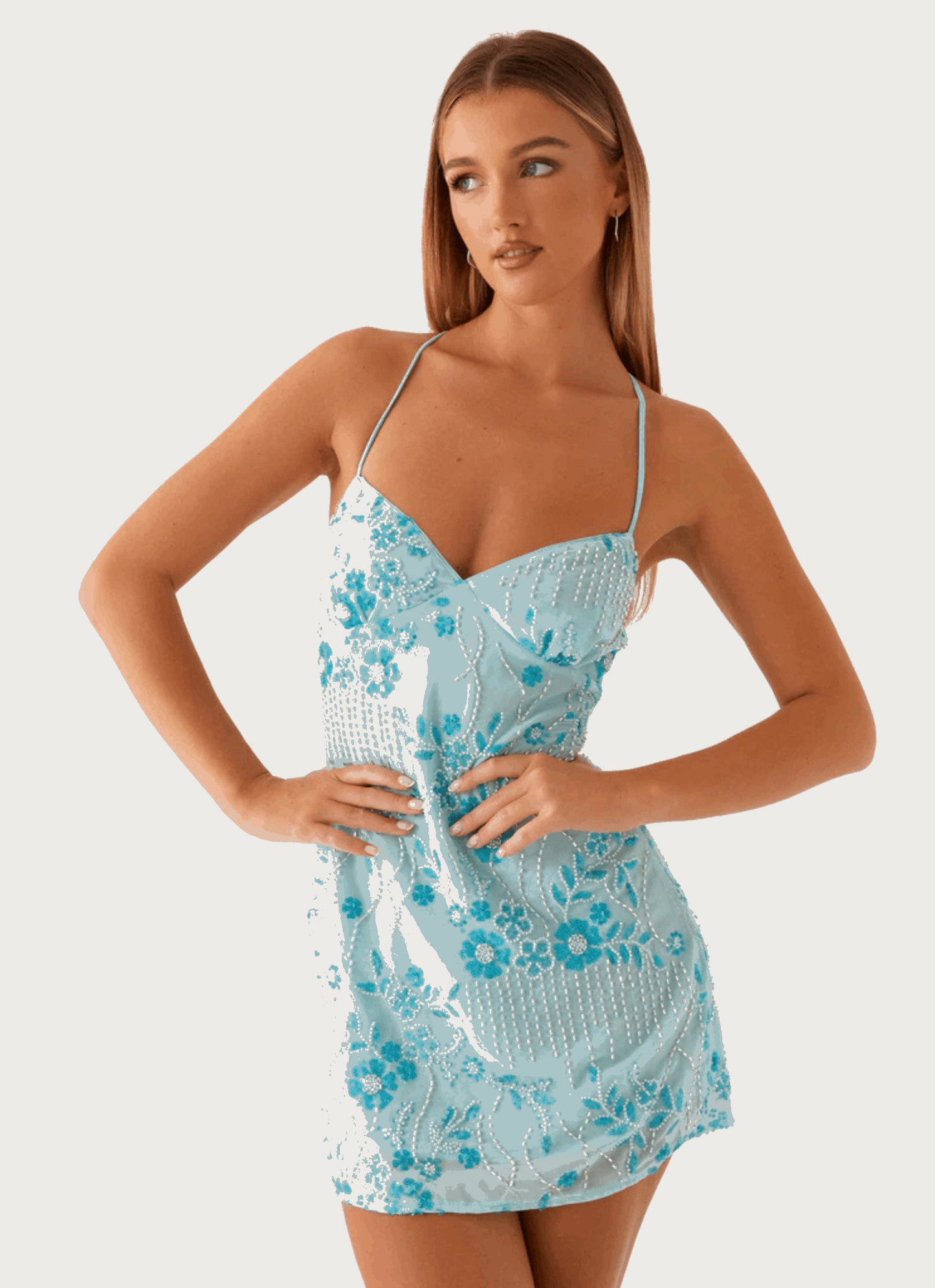 VESTIDO MINI BORDADO ESPALDA CRUZADA