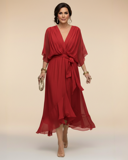 Julieta | Vestido de chifon escote en v