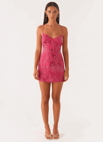 VESTIDO MINI BORDADO ESPALDA CRUZADA