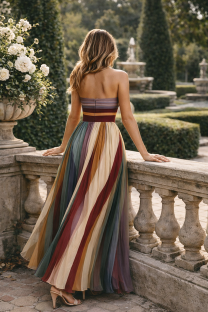 HERA I VESTIDO LARGO PLISADO MULTICOLOR
