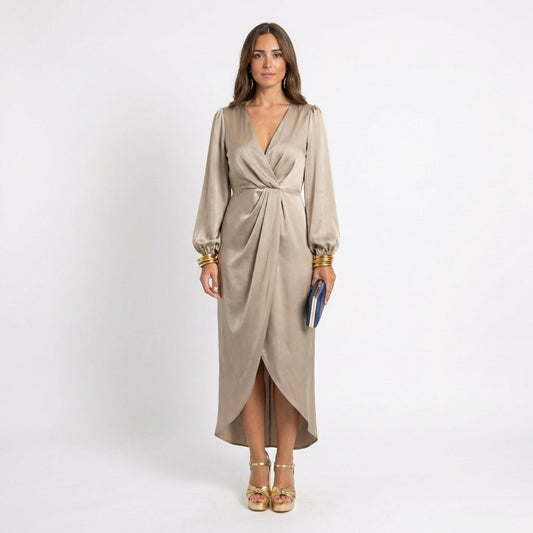 Martina | Vestido de noche midi con drapeado central