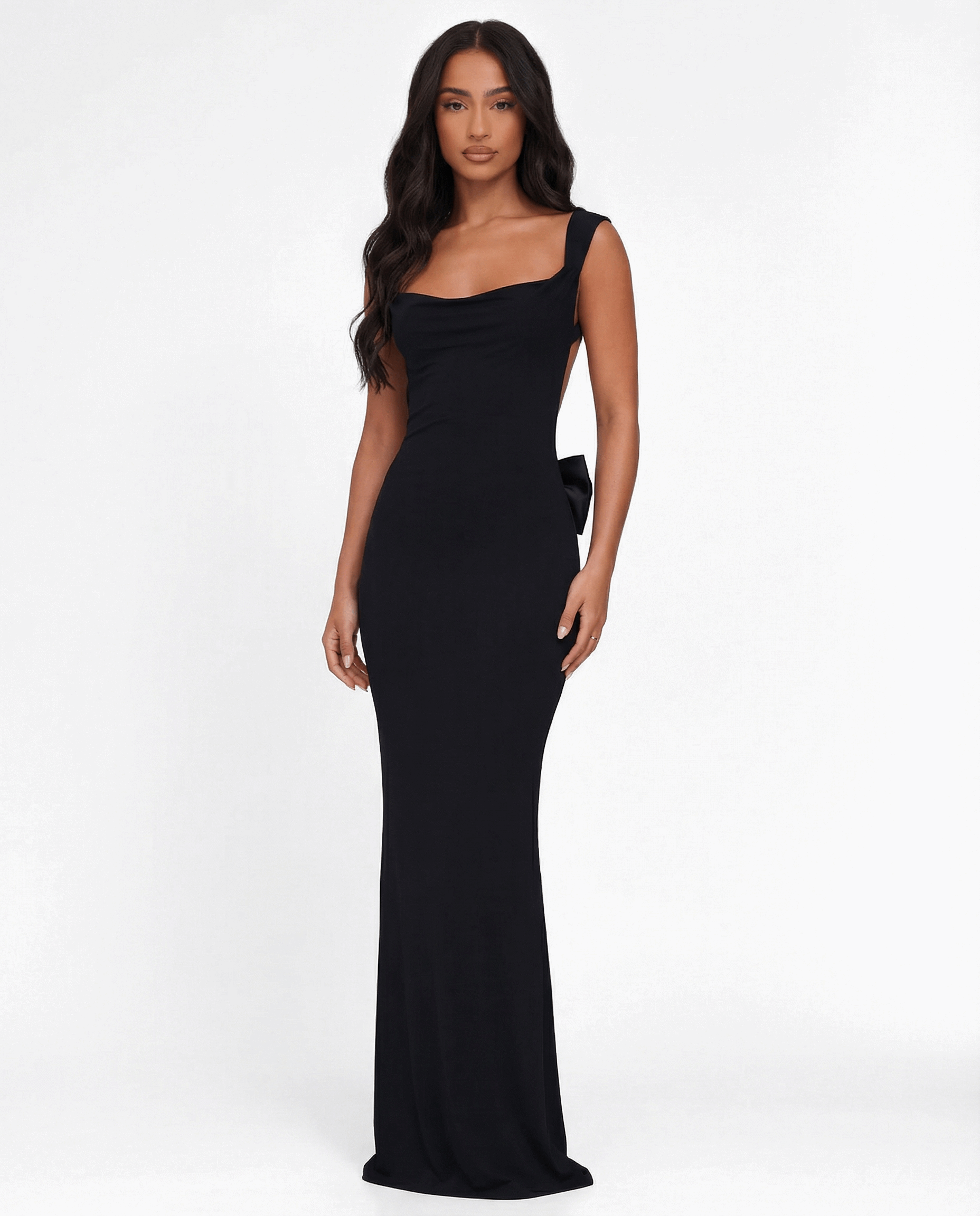 VESTIDO LARGO ESPALDA DESCUBIERTA CON LAZO