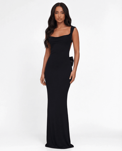 VESTIDO LARGO ESPALDA DESCUBIERTA CON LAZO