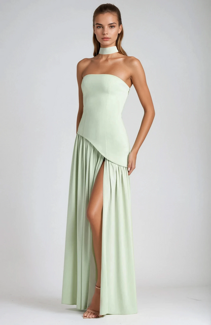 ADRIANA | VESTIDO LARGO ASIMÉTRICO CON ABERTURA