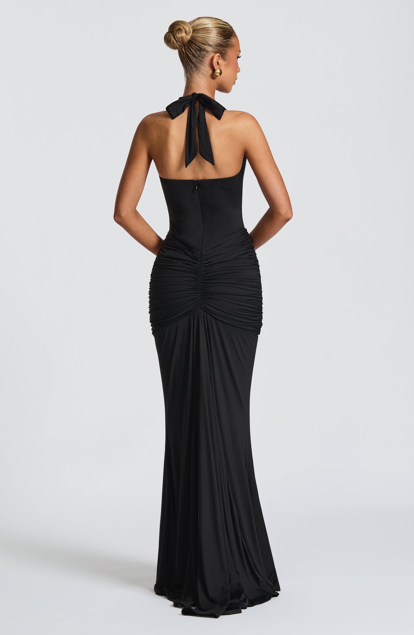 VESTIDO LARGO HALTER DRAPEADO