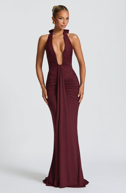 VESTIDO LARGO HALTER DRAPEADO